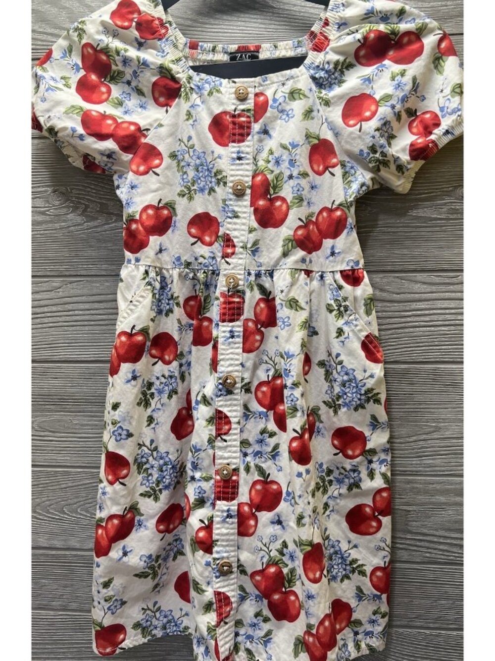 Zac Kids Girls Dress Apple Floral Short sleeve Size M 7-8